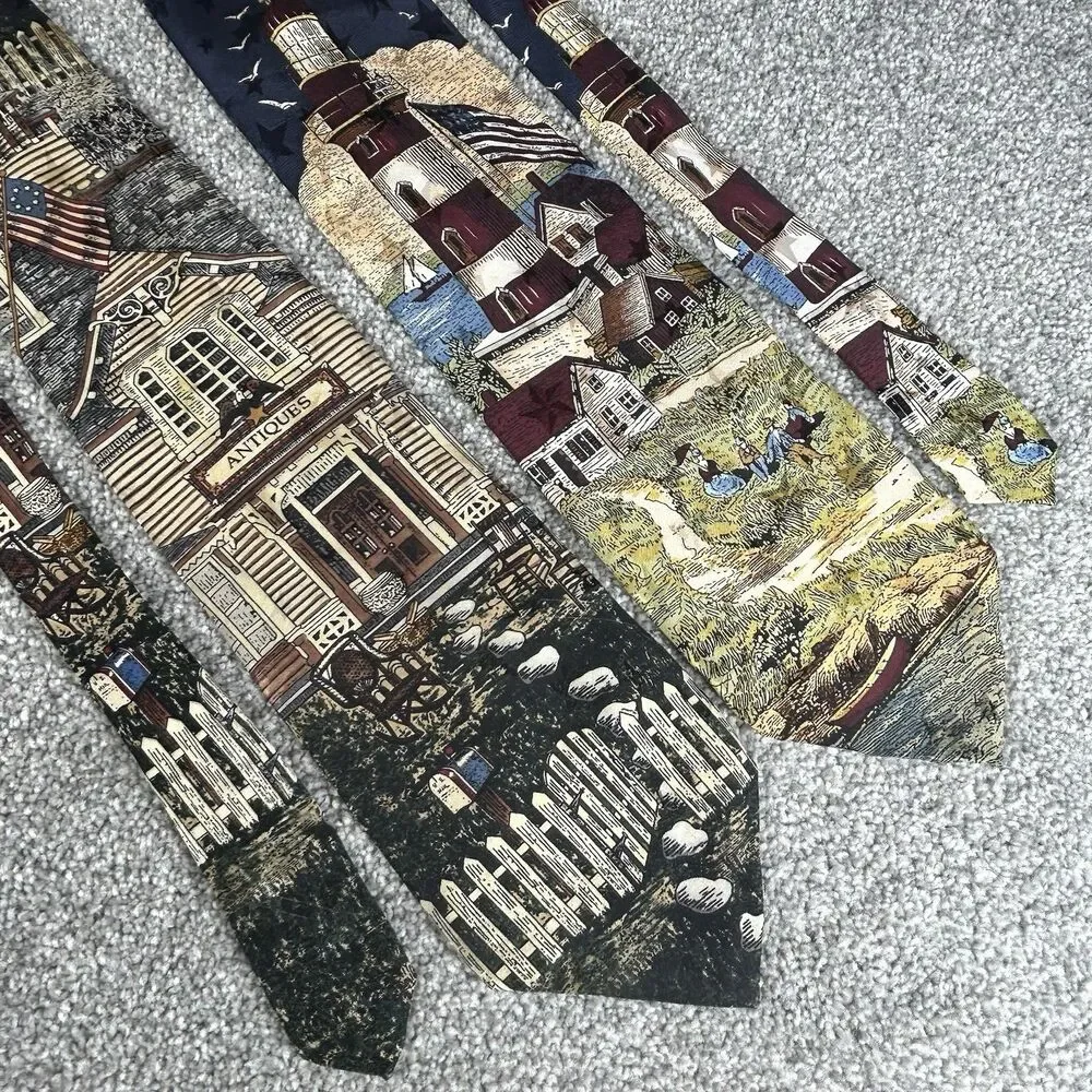 Tango by Max Raab Necktie Tie Americana Series New England Flag Lighthouse Lot 2